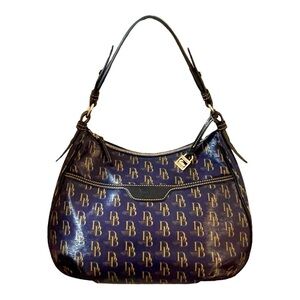 Dooney & Bourke Brown and Gold Logo Hobo Shoulder Bag